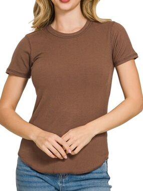 Brown Stretch Knit Top